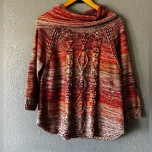 John Paul Richard Cowl Neck Cable Knit Sweater | Multicolor | M